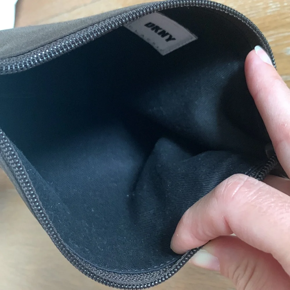 DKNY nylon brown zippered cosmetic bag